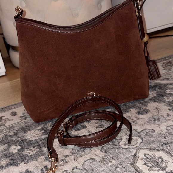 Coach Laurel Rich Brown Suede Shoulder Bag - Picture 4 of 5